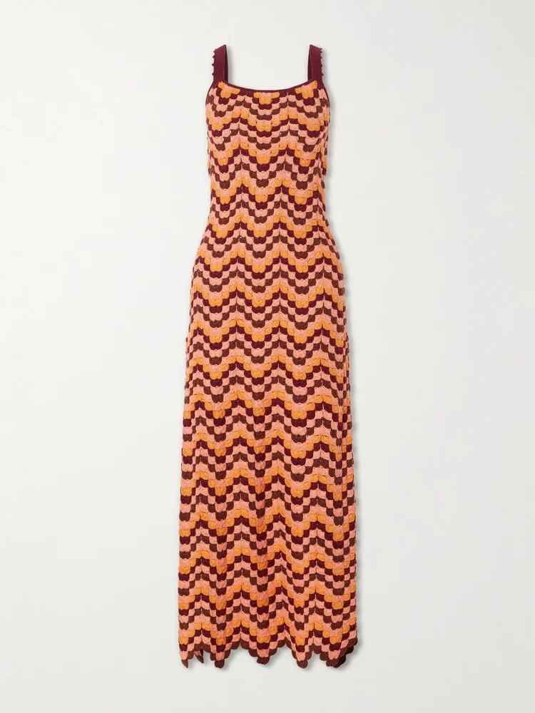 Marea striped crocheted cotton maxi dress