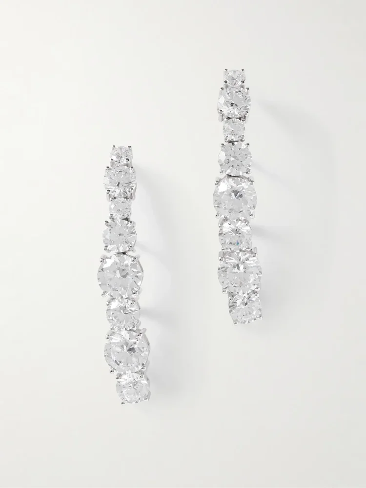 Rhodium-plated cubic zirconia earrings
