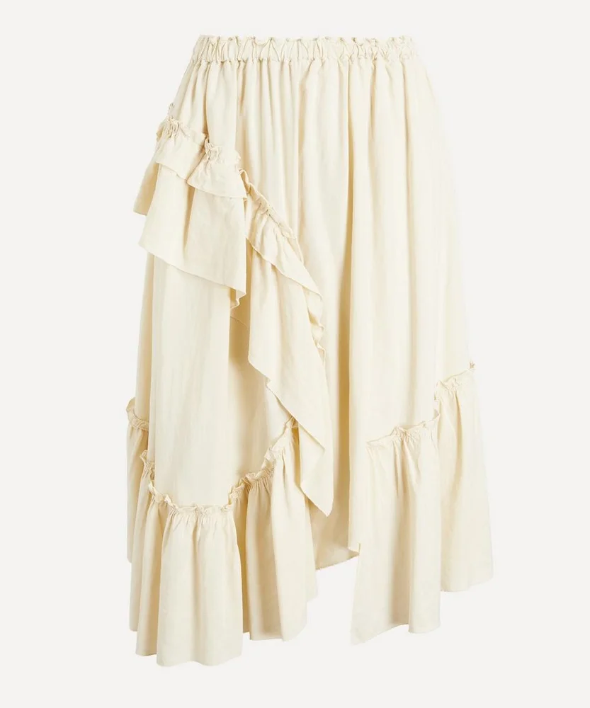 Yellow Draped Midi Skirt
