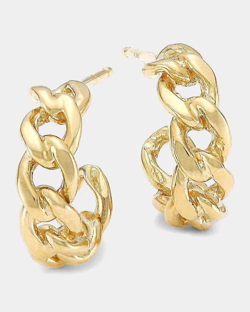 14K Yellow Gold Medium Curb Chain Earrings