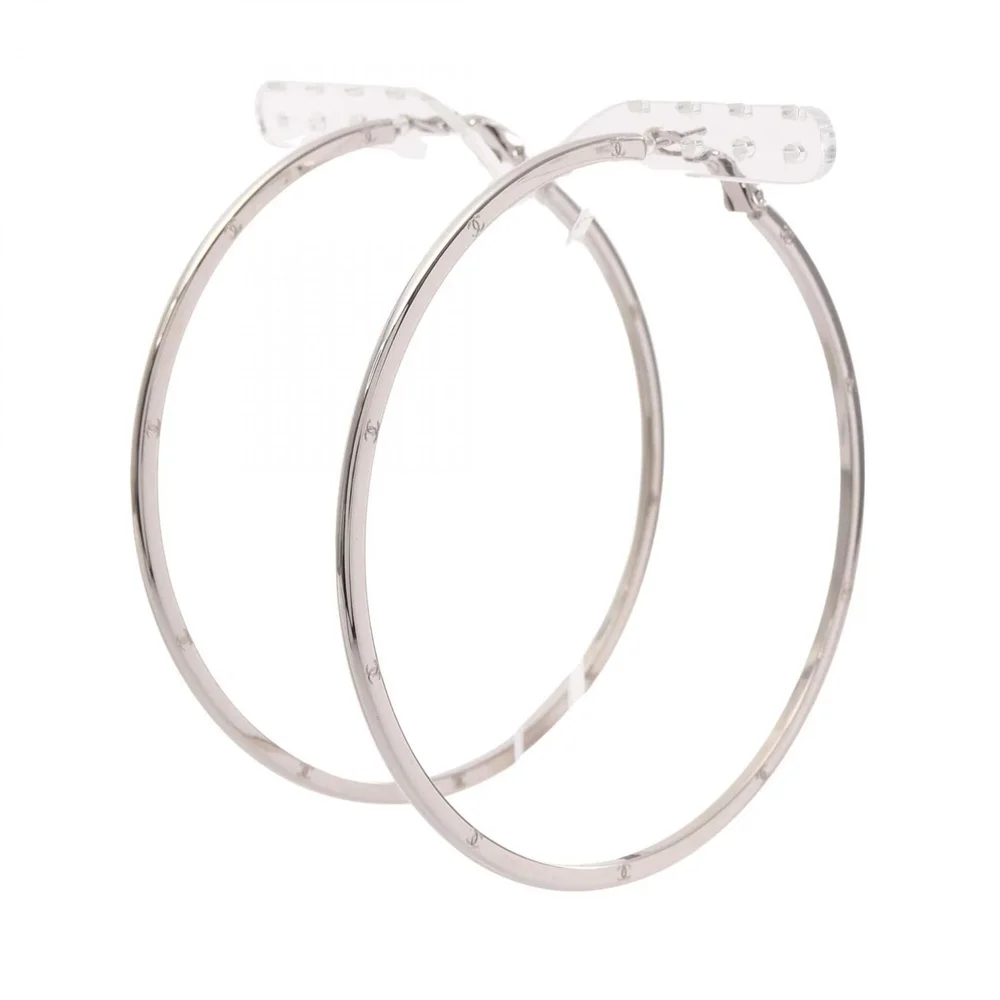 Pre-Owned CC Logo Hoop Earrings Metal in Silver Tone