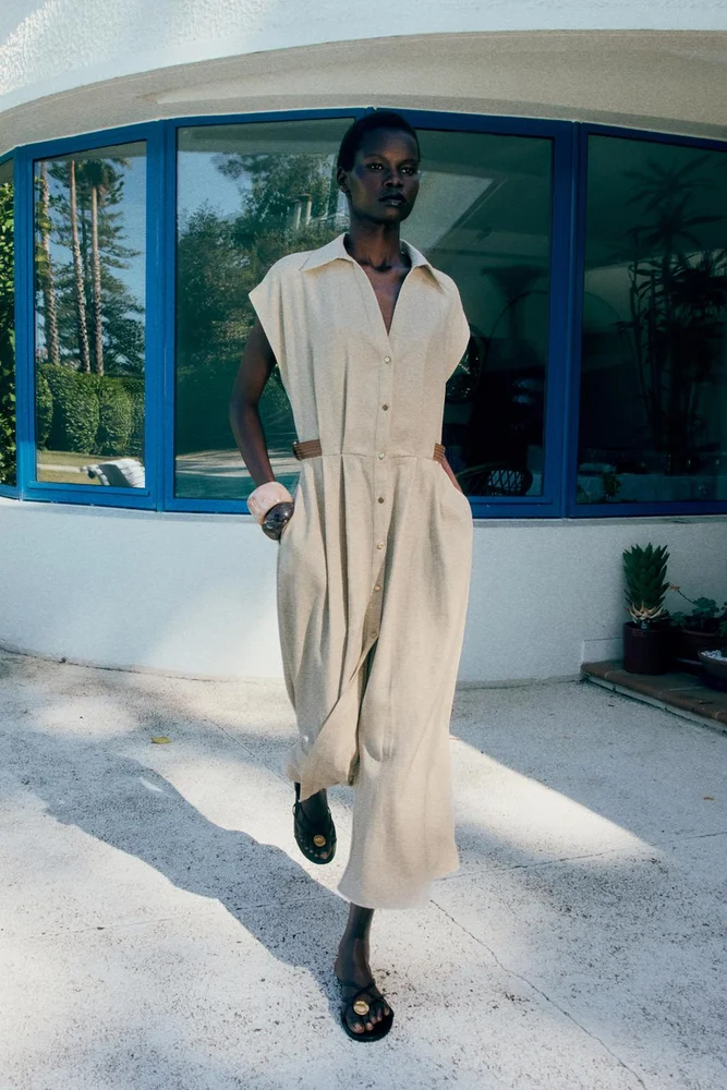 LINEN BLEND SHIRTDRESS