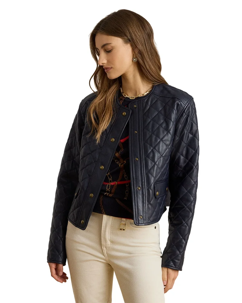 Diamond Quilted Lambskin Cropped Jacket