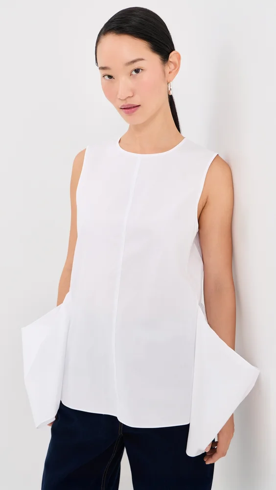 Eco Poplin Side Drape Top