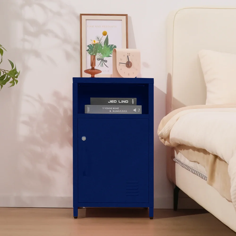 Katarra 26" Tall Metal Nightstand With Lock