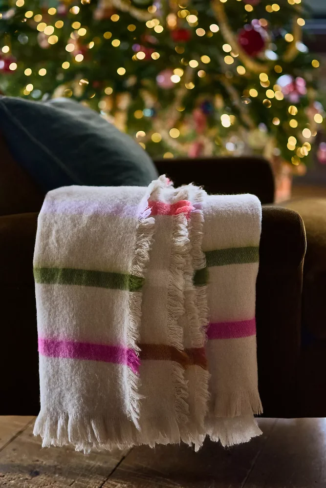 Avi Striped Woven Fringed Throw Blanket