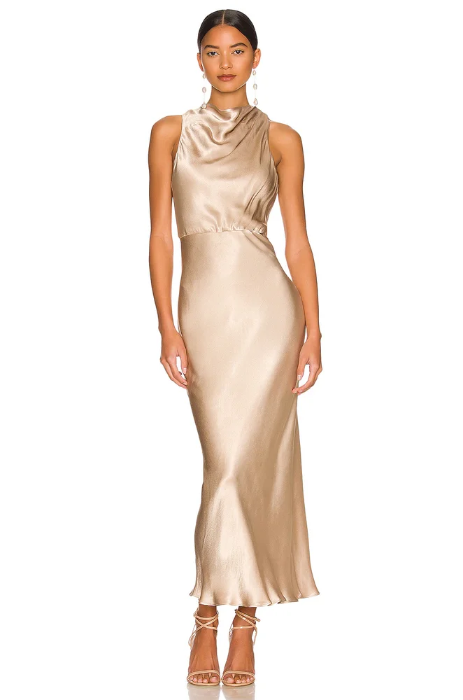 La Lune High Neck Midi Dress