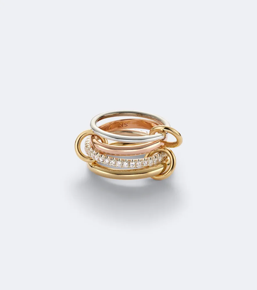 Cancer sterling silver and 18kt gold ring with diamonds