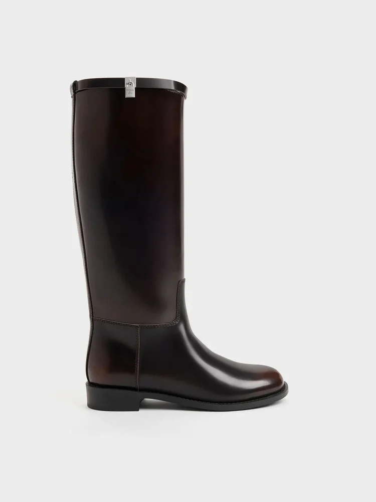 Griselda Knee-High Boots, Dark Brown