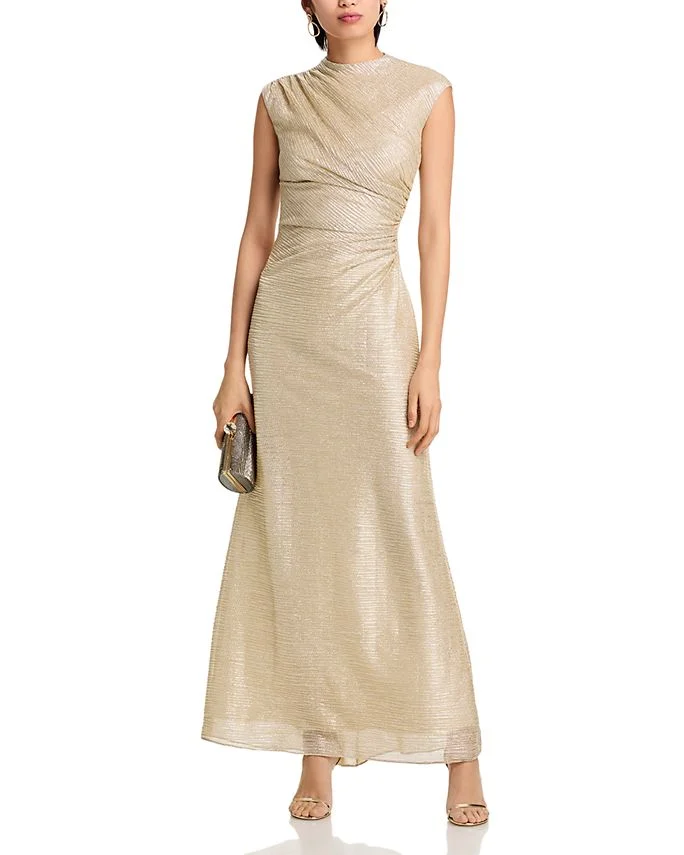 Crinkle Metallic Gown