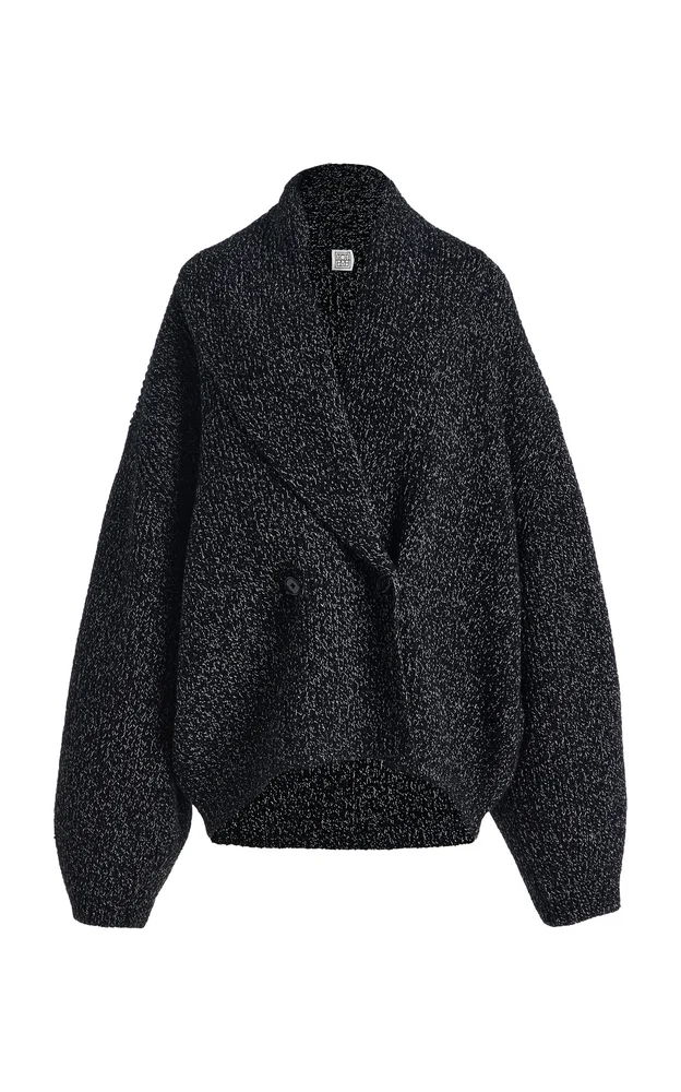 Shawl-Lapel Cashmere-Blend Cardigan