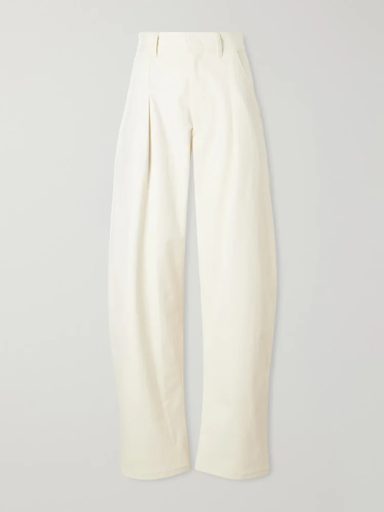 Lenadia pleated stretch-cotton wide-leg pants