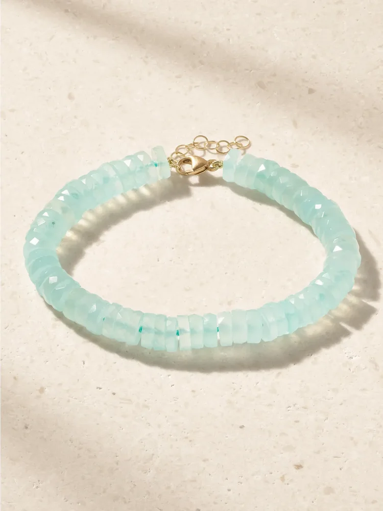 Aurora Maldives 14-karat gold chalcedony beaded bracelet