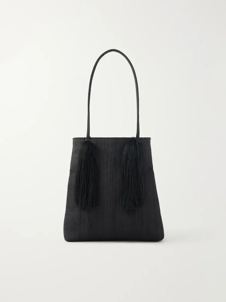 Le Salon tasseled dupioni clutch