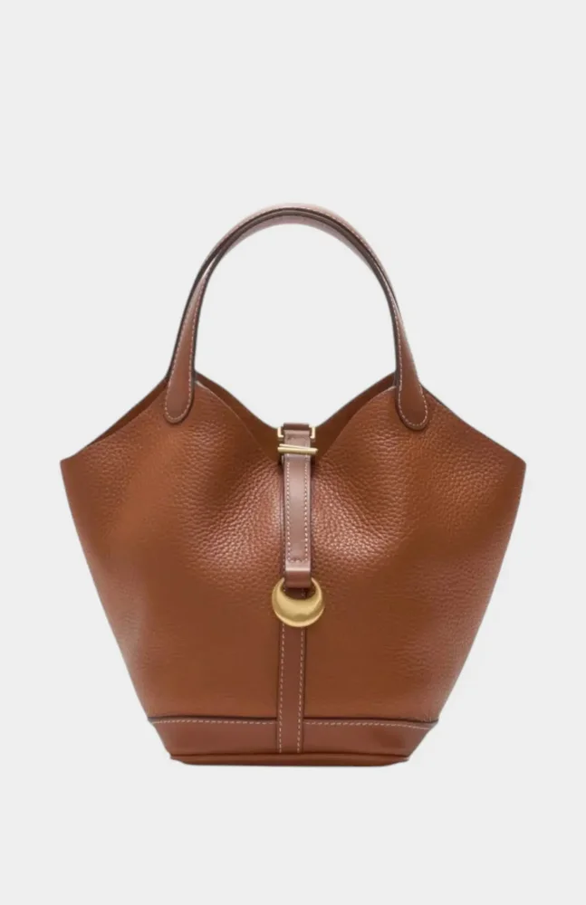 Monaco Genuine Pebble Leather Bucket Bag