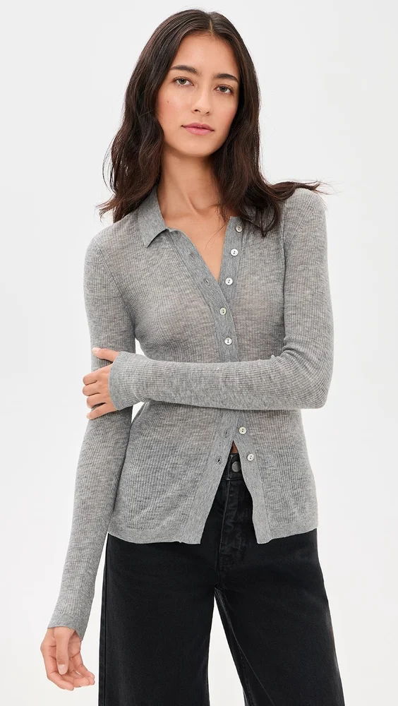 Korey Wool Featherweight Rib Cardigan