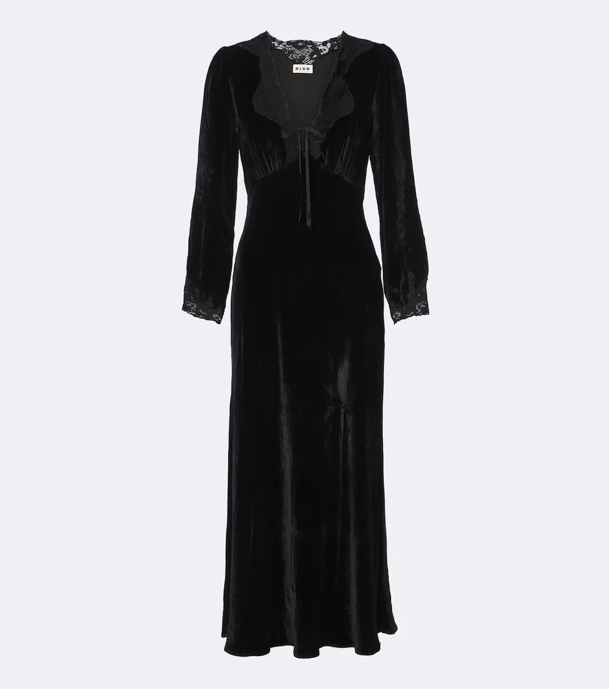 Larah lace-trimmed velvet midi dress