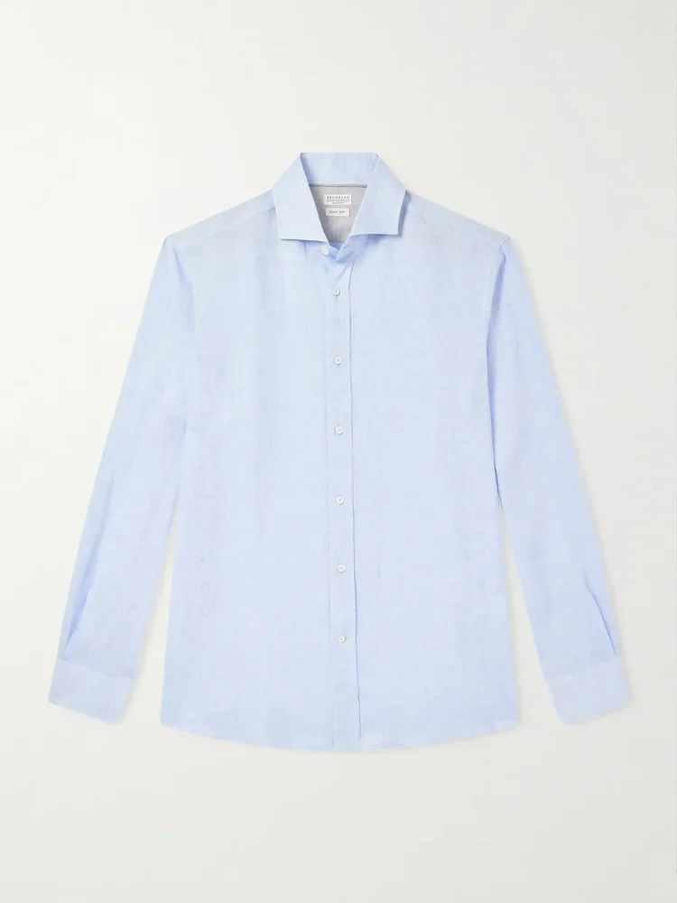 Cutaway-Collar Linen Shirt