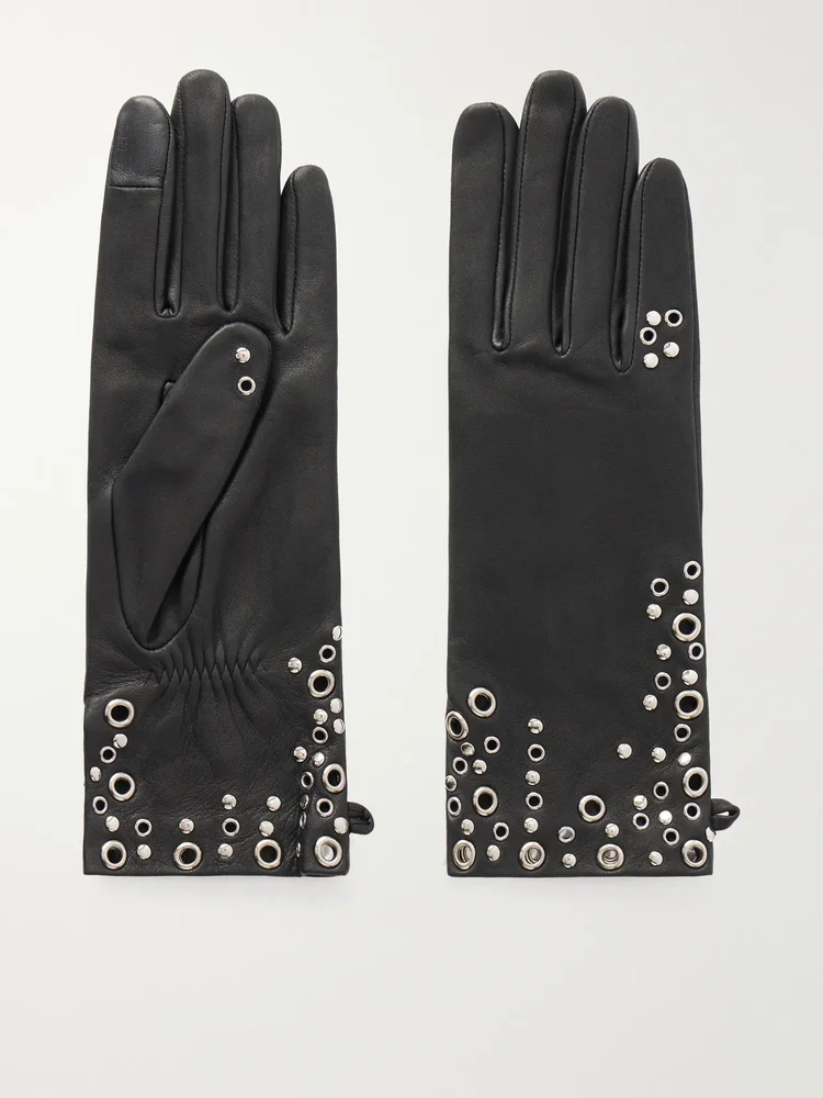 Elfie embellished leather gloves
