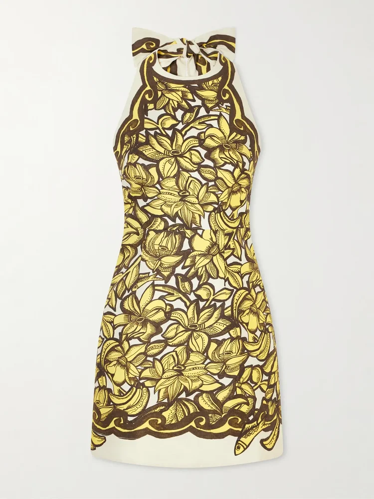 Mona floral-print hemp mini dress