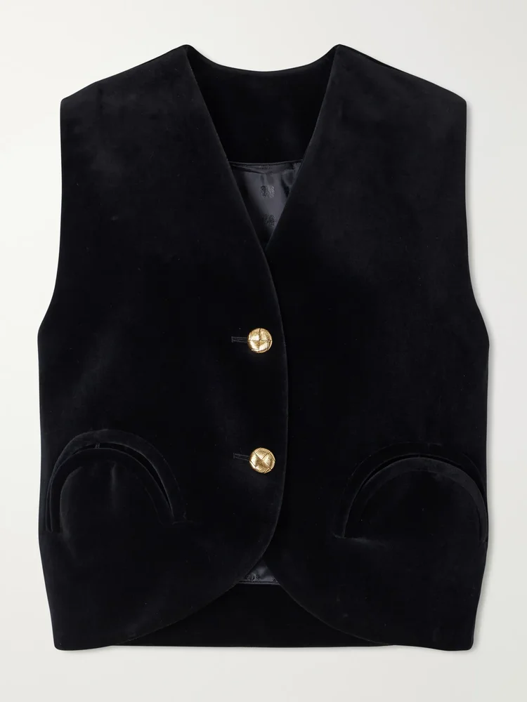 Gliss cotton-velvet vest
