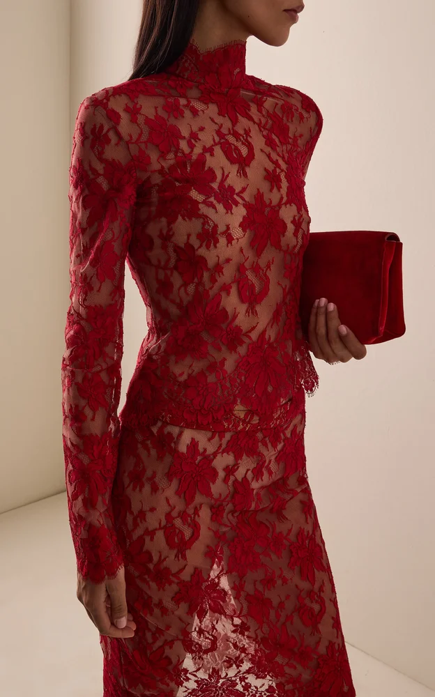 Paulina High Collar Lace Top