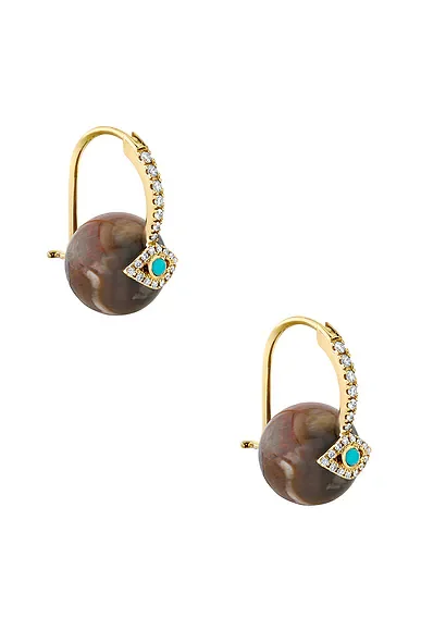 Bezel Evil Eye Bead Earrings