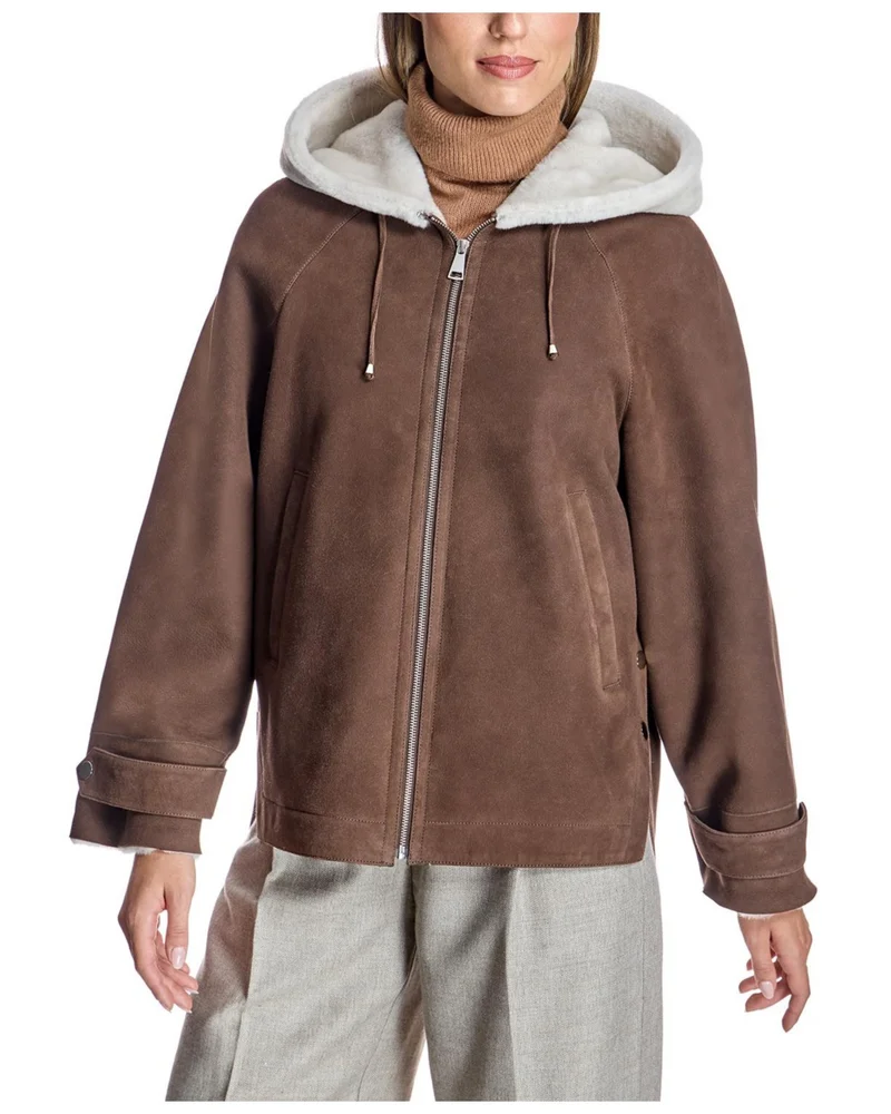 Two-tone Hooded Shearling Jacket