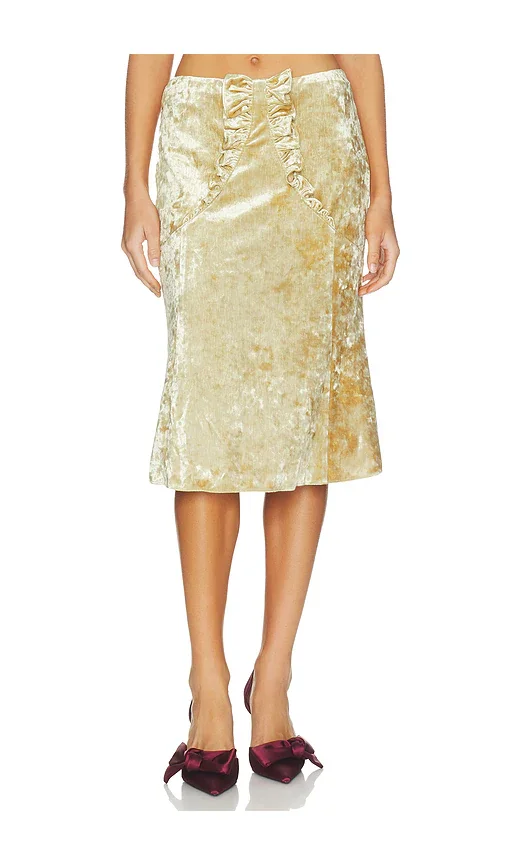 Ruffled Hem Flared Skirt