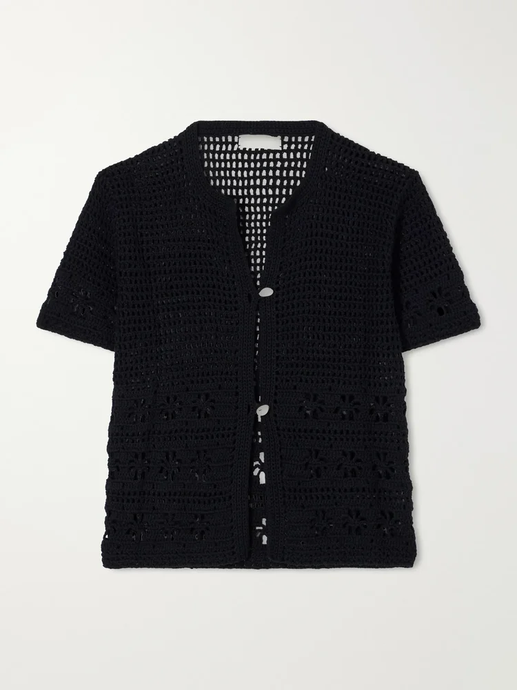 Poolside crocheted organic-cotton blouse