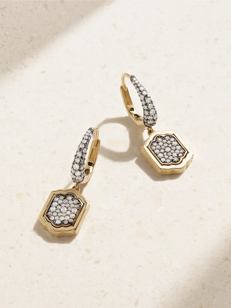 Athena's Mirror rhodium-plated 14-karat recycled gold diamond earrings