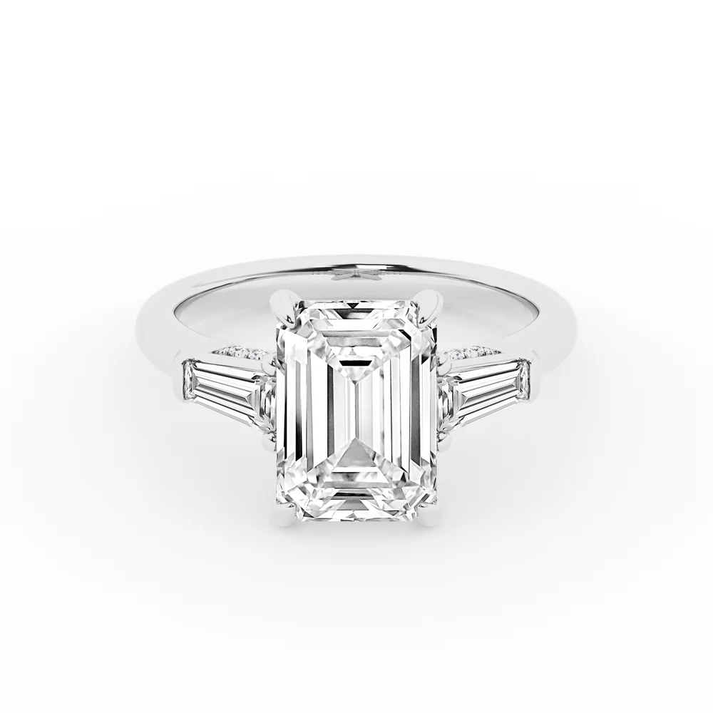 4 4/5 ct.tw Tapered Baguette 3-Stone Engagement Ring in 14K White Gold