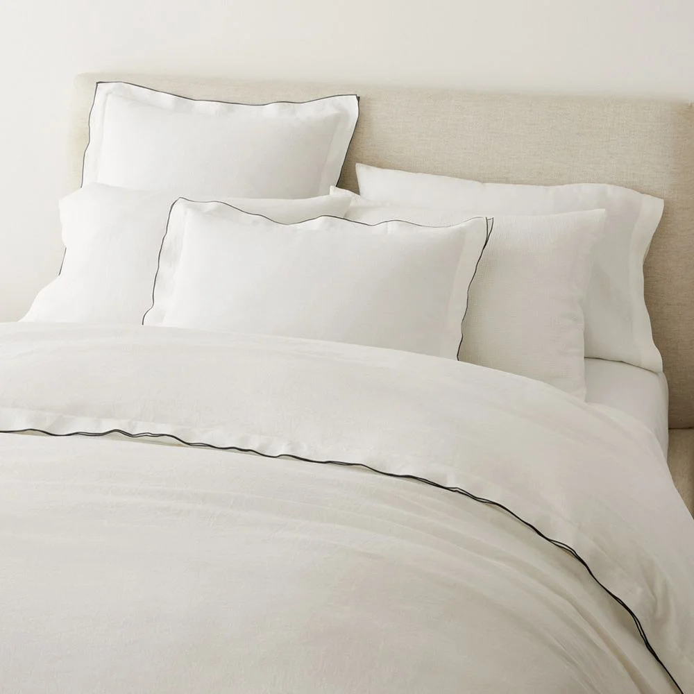 European Flax Linen Merrow Edge Duvet Cover & Shams