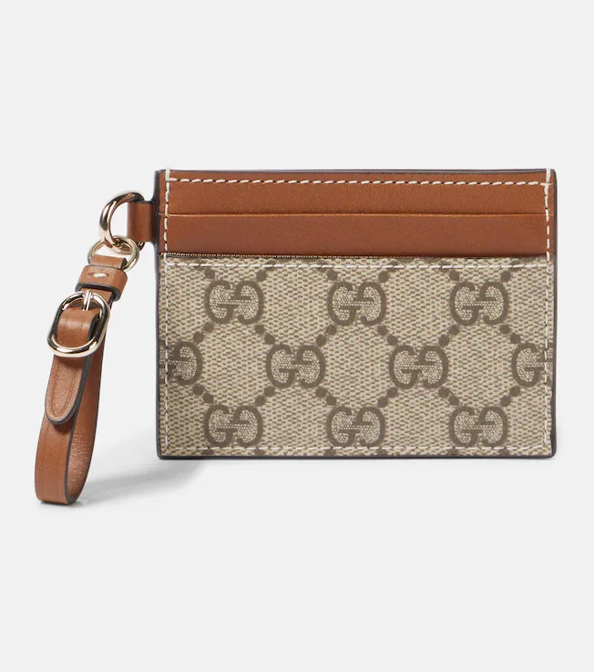 GG Canvas leather-trimmed card case