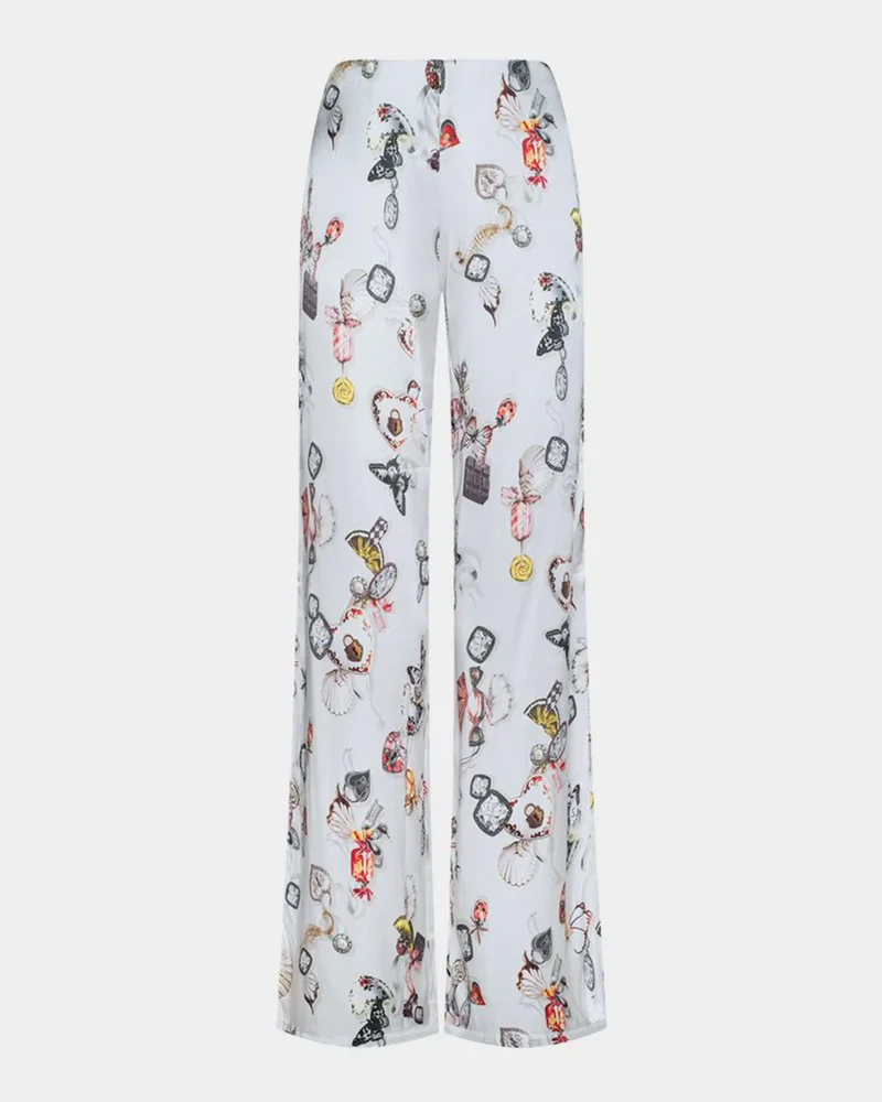 Kimia Printed Satin Wide-Leg Pants