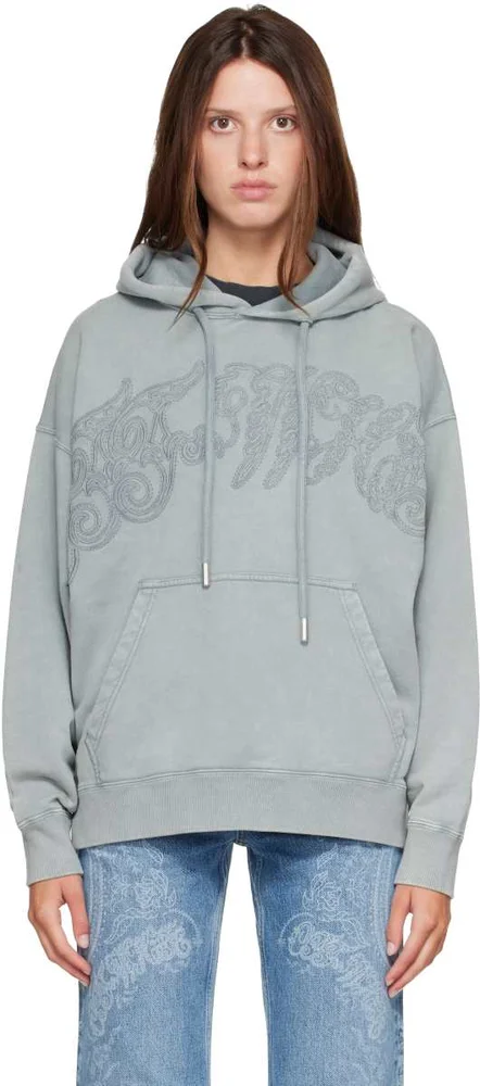 Gray Embroidered Big Paisley Skate Hoodie