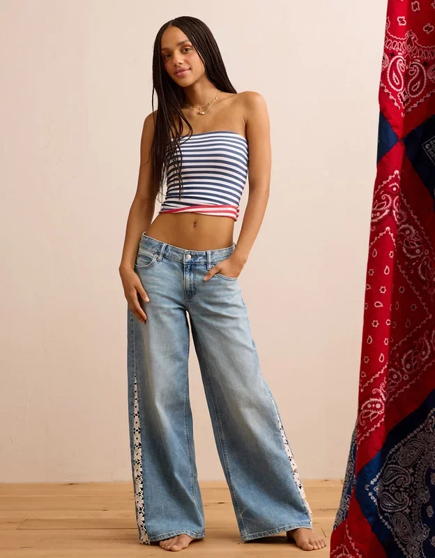 AE Dreamy Drape Stretch Low-Rise Baggy Ultra-Wide Leg Jean