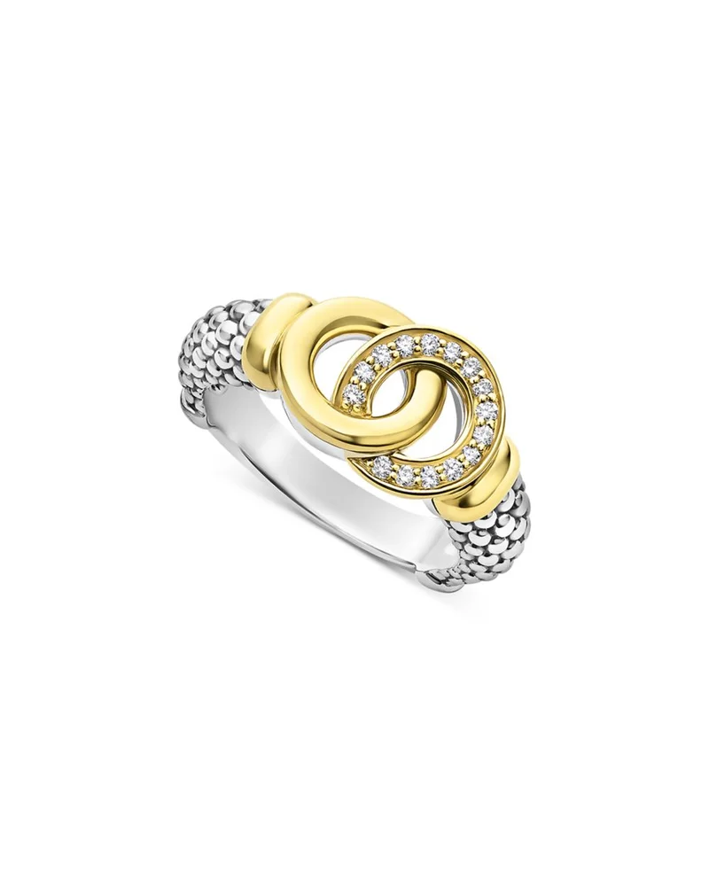 Two Tone Interlocking Diamond Ring, 0.11 tcw