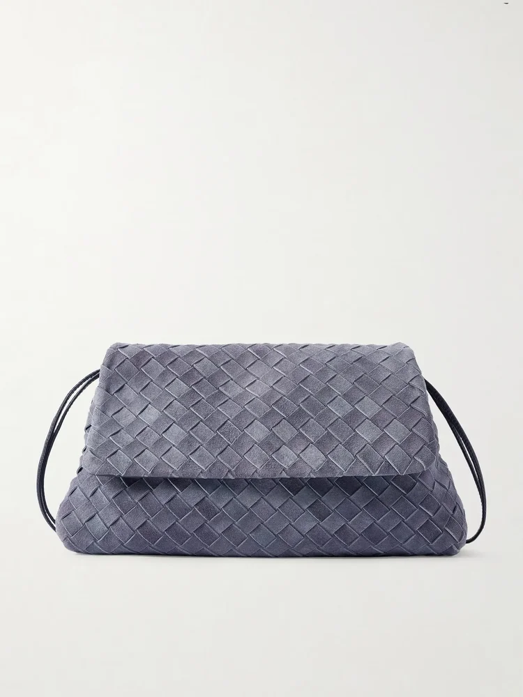 Giorno Intrecciato Suede Shoulder Bag