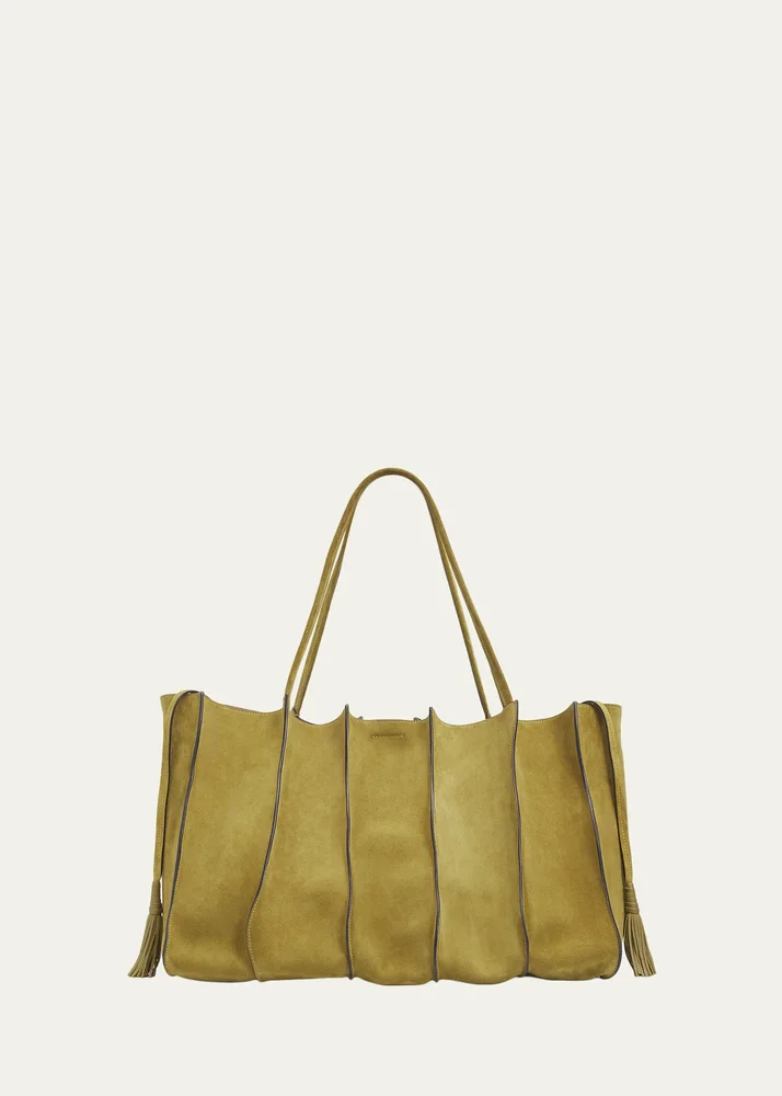 Adria Large Wavy Suede Tote Bag