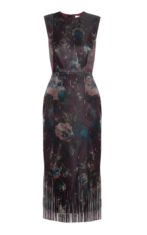 Fringed Jacquard Midi Dress
