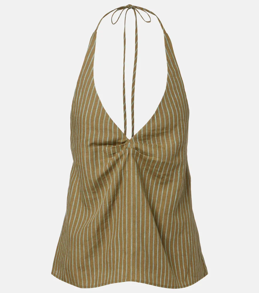 Corso striped halterneck linen top