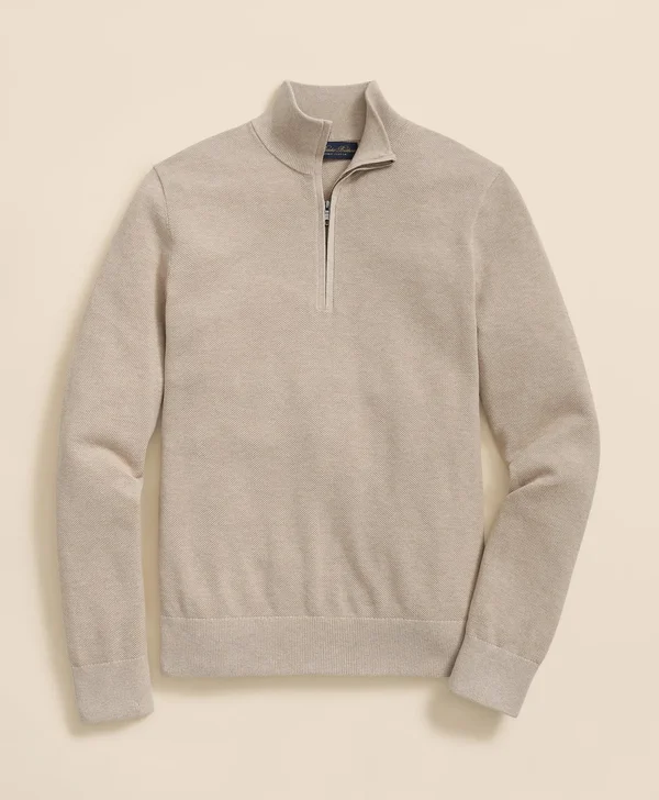 Men's Supima Cotton Mock Neck Half-Zip Sweater