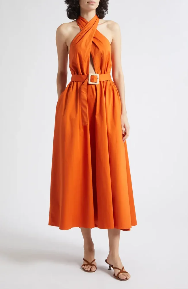 Rowe Belted Halter Maxi Dress