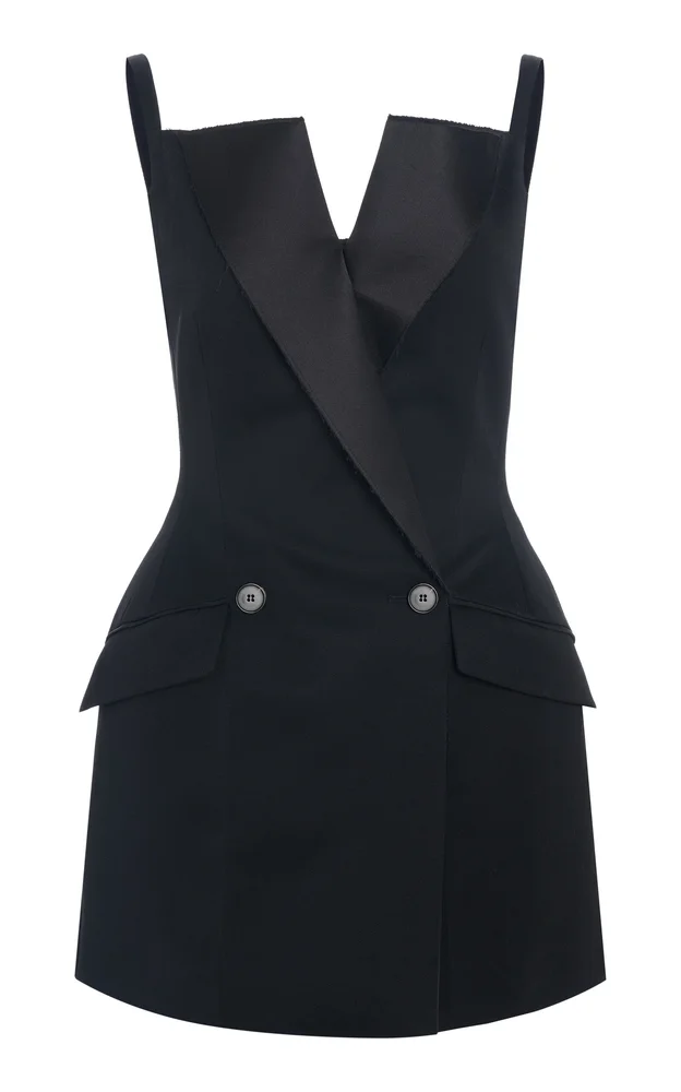 Wool Grain De Poudre Mini Tuxedo Dress