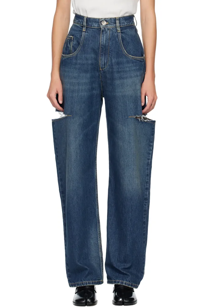 Blue Cut-Out Jeans