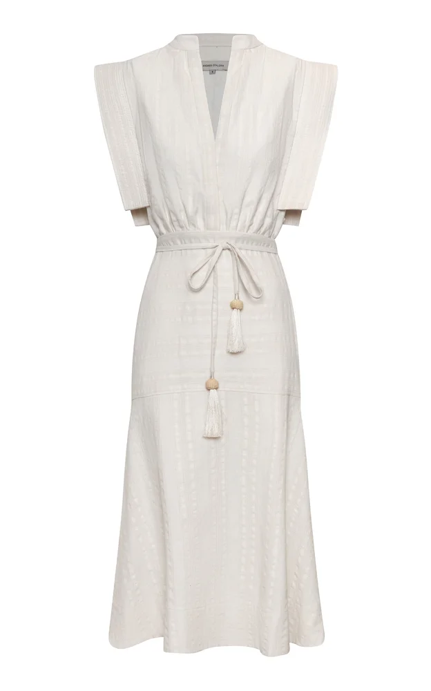Contigu Despierto Belted Cotton-Jacquard Midi Dress