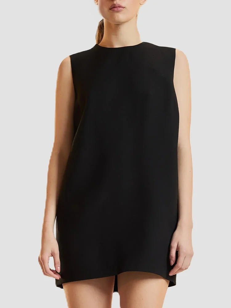 Silk-Wool Sleeveless Shift Minidress
