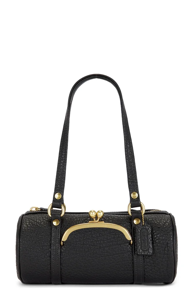 Coach Originals Textured Pebble Leather Kisslock Barrel Bag 28