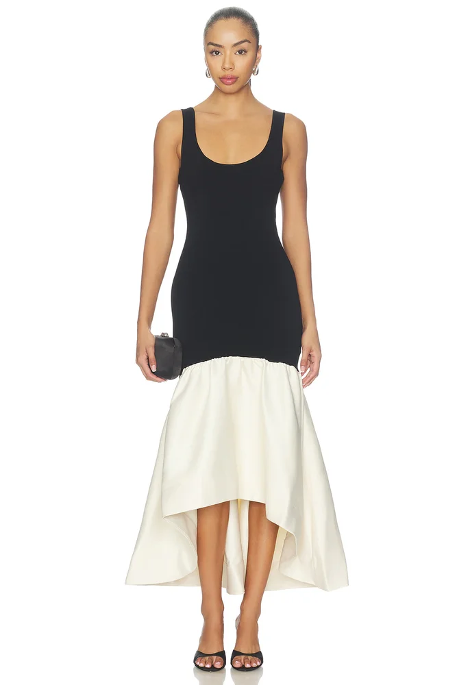 Isabell Knit Combo Dress in Black & Ivory